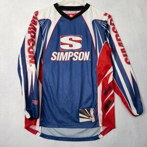 Simpson GS3 Racing Moto Jersey Mens Small Padded Elbows Blue Red Long Sleeve